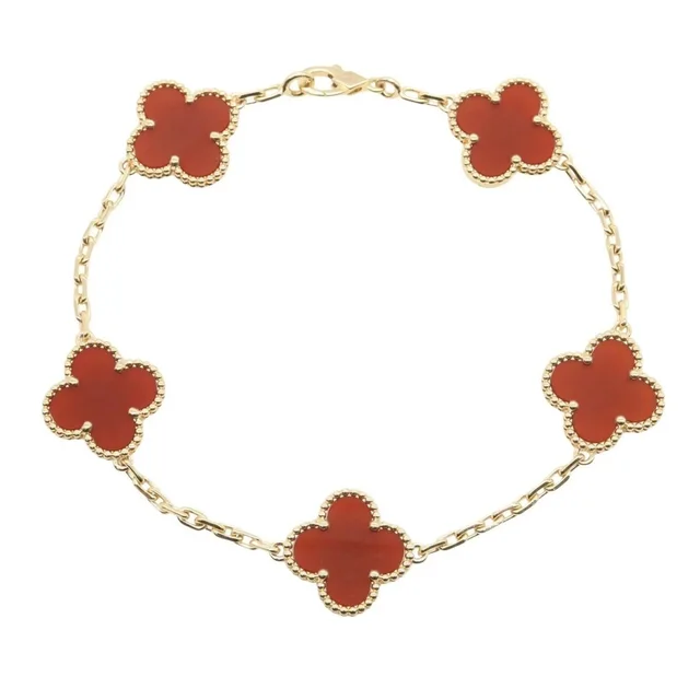 Van Cleef & Arpels Vintage Alhambra Carnelian 5-Motif Bracelet in multicolor from Grailed