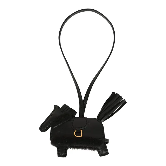 Hermès Rodeo Robeo Plush Charm PM Black Milo Lambskin and Wool Gold Hardware in Black Lambskin from Madison Avenue Couture