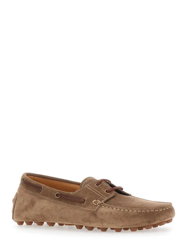 Tod's 'Bubble Gommino' Brown Loafers with Contrasting Stitching in Suede Man in Brown 100% Calf, photo 4 of 8 from Gaudenzi Boutique