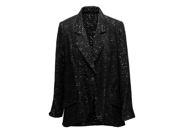 Black & Silver Chanel Cruise 2011 St. Tropez Tweed Blazer Size FR 48 in Black Tweed from Designer Revival, photo 1 of 1