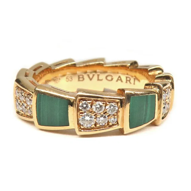 Bvlgari Ring Serpenti Vipa 18K Pink Gold Diamond Malachite in Pink from The Reluxe