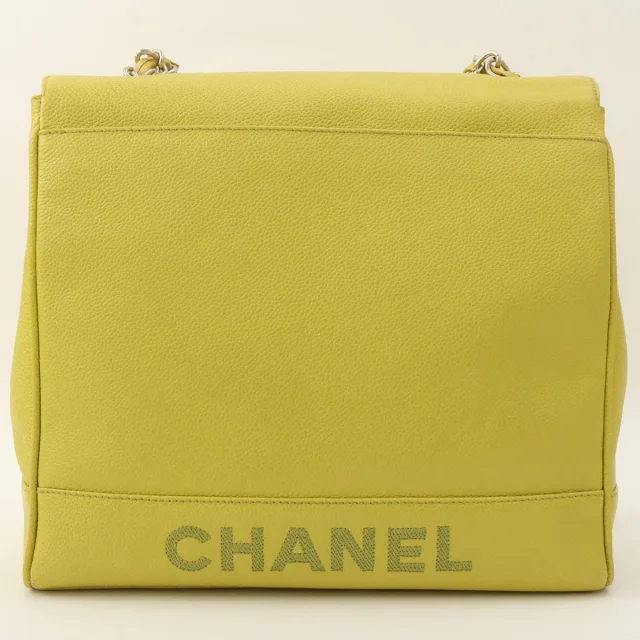 Chanel CC Turnlock Chain Bag, Yellow-Green, circa 1997 in Green Caviar leather from VINTAGE QOO TOKYO, photo 2 of 15