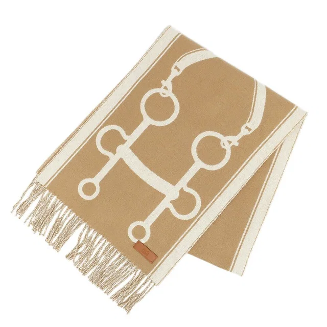 Hermès Heaven Scarf Molle Cashmere Beige Bicolor Fringe Shawl in Beige Cashmere from The Reluxe