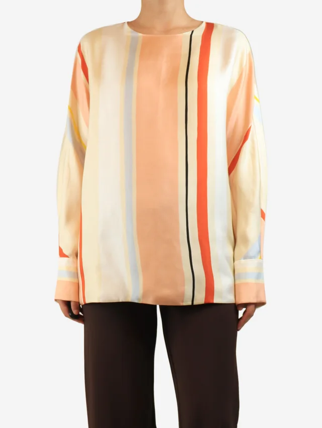 Loro Piana Multicolour stripe silk top - size L in Silk from Sign of the Times