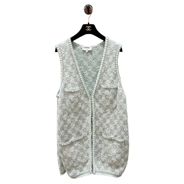 Chanel Light Blue Ecru Vest 23S - in size 40 in Blue from Luxury Promise