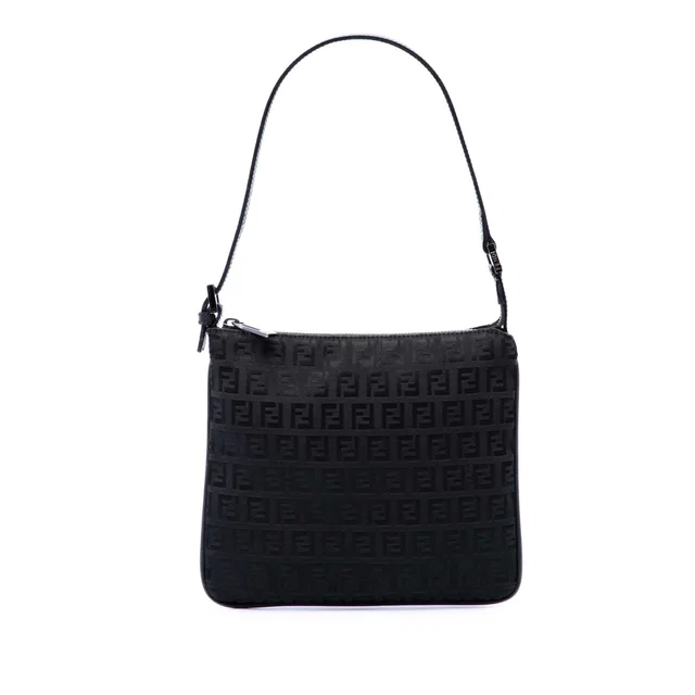 Black Fendi Zucchino Canvas Shoulder Bag in Black Canvas from Designer Revival