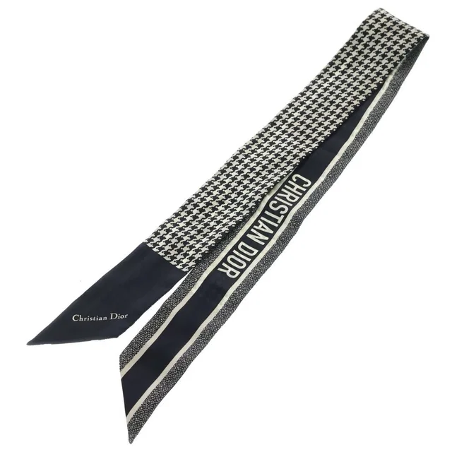 Dior Mitzah Twilly Scarf Black White in Black Silk from The Reluxe