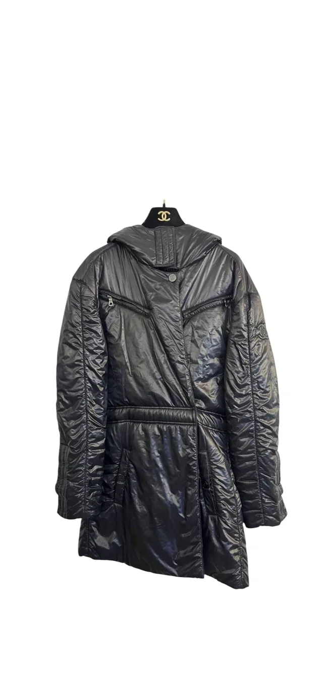 Chanel Puffer Jacket Black Sz 38 in Black from Luxury Promise
