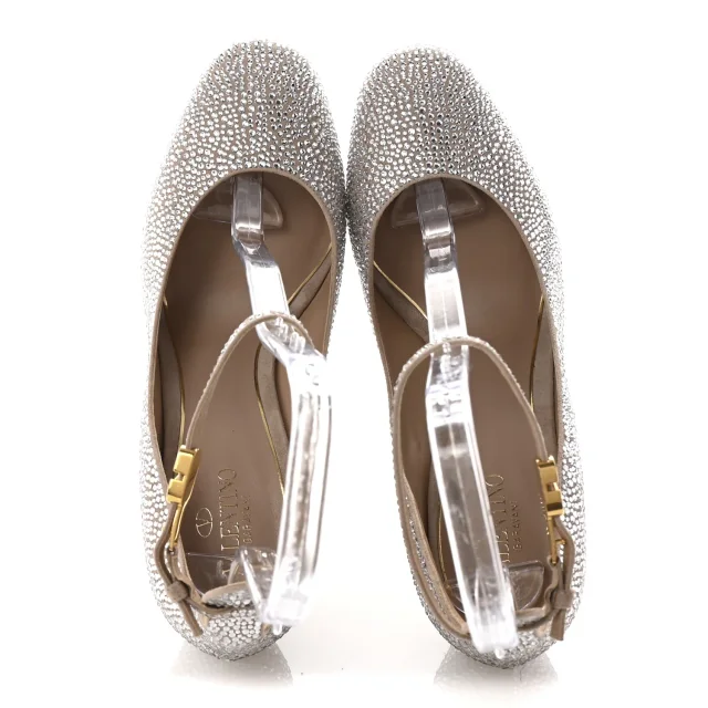 Valentino Garavani Crystal Suede Tan-Go 55/155mm Platform Pumps 41 Rose Cannelle in Brown Suede from FASHIONPHILE, photo 2 of 9