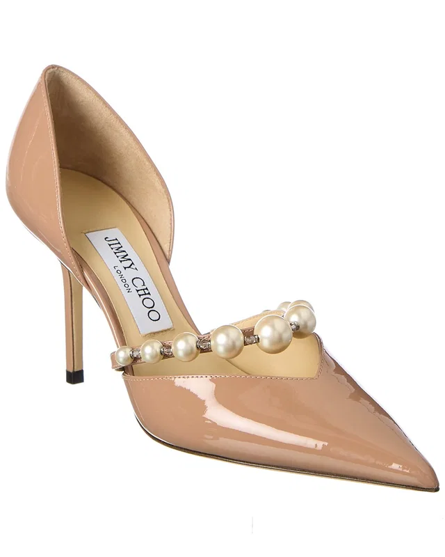 Jimmy Choo Aurelie 85 Patent Pump in https://asset1.ruecdn.com/images/sw/131333/1313332145_RLSW_pink/white.jpg, image 1 of 1 from Gilt