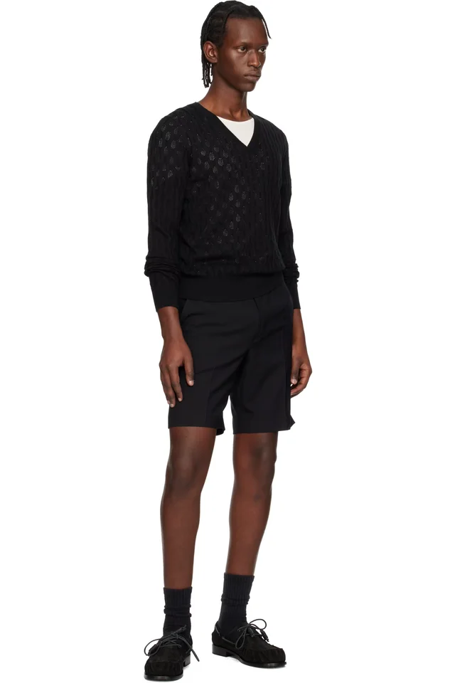 Dries Van Noten Black Creased Shorts, photo 4 of 4 from SSENSE