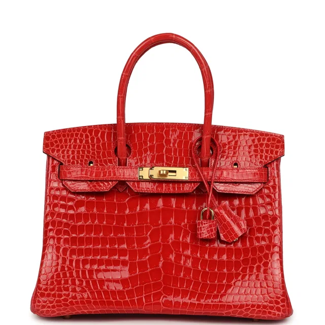Hermès Birkin 30 Geranium Shiny Porosus Crocodile Gold Hardware in Crocodile from Madison Avenue Couture