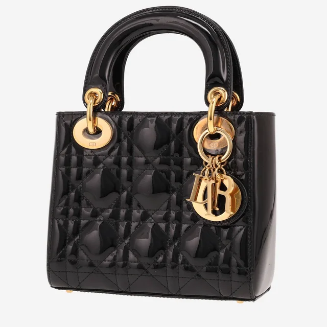 Lady Dior mini handbag in black patent leather in Black Patent leather from Collector Square