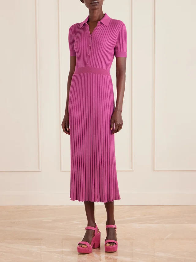GABRIELA HEARST Amor ribbed cashmere and silk-blend midi dress in Pink, photo 2 of 2 from NET-A-PORTER (Canada)