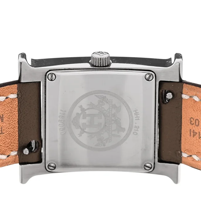 Hermès Stainless Steel Epsom 21mm Heure H Hour Quartz Watch Noir in Black Epsom leather from FASHIONPHILE, photo 4 of 4