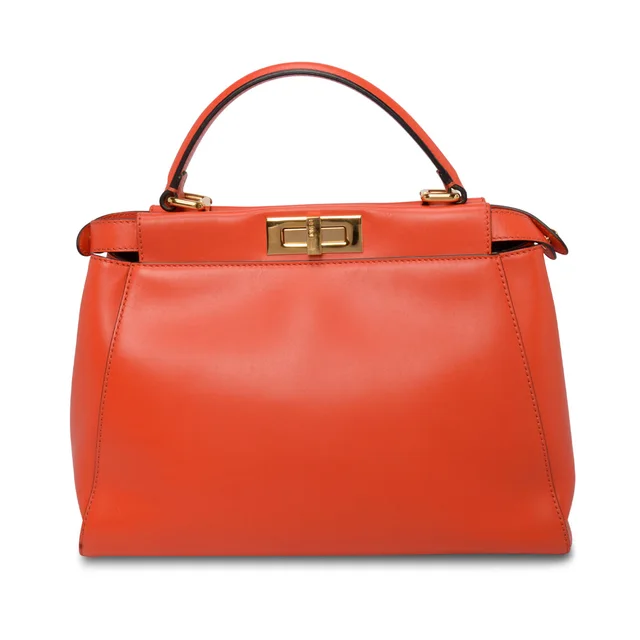 Fendi Nappa Medium Peekaboo Tote in Orange Nappa leather from Blue Spinach