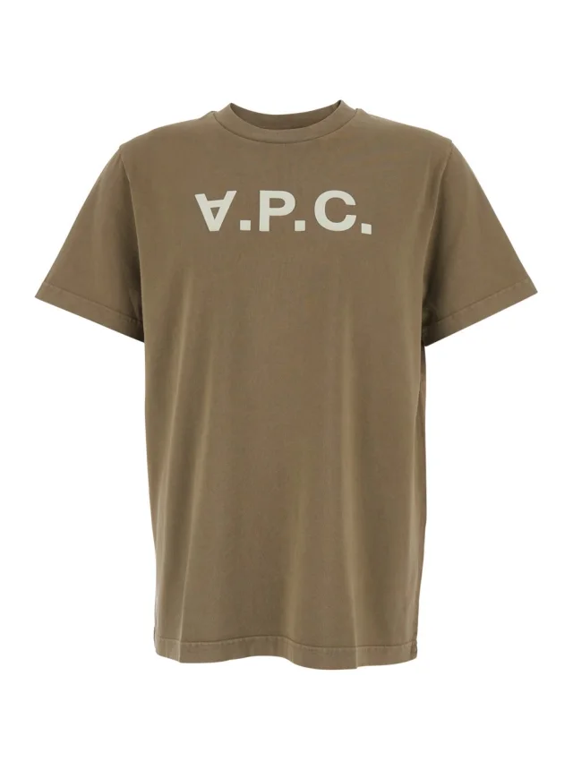 A.p.c. Brown Crew Neck T-Shirt with Logo Lettering on the Front in Cotton for Men in Brown 100% Biological Cotton from Gaudenzi Boutique, photo 1 of 1