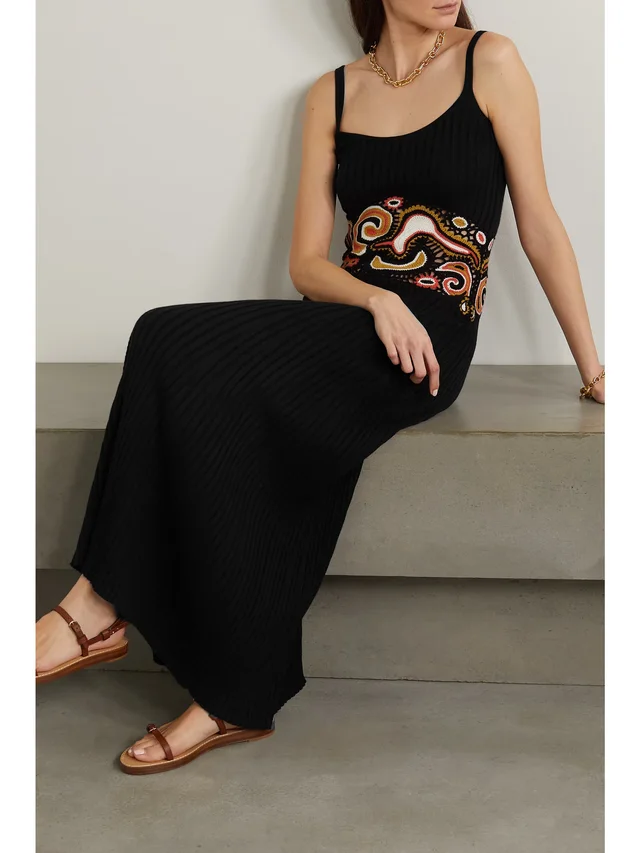 GABRIELA HEARST Mila crochet-paneled ribbed cashmere and silk-blend maxi dress in Black, photo 2 of 2 from NET-A-PORTER (Canada)