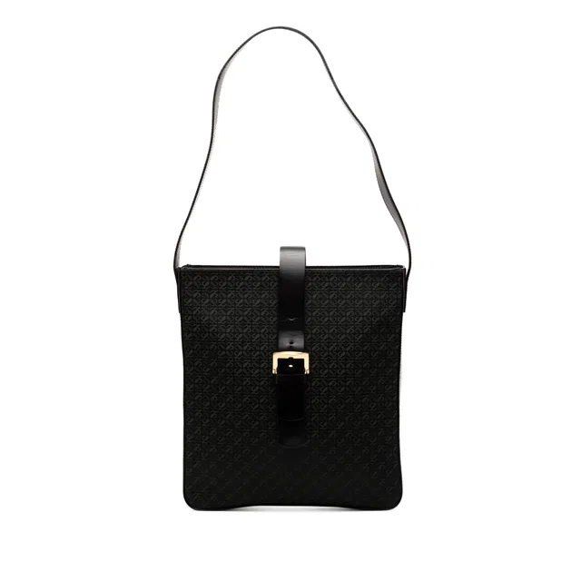 Black LOEWE Anagram Canvas Shoulder Bag in Black Canvas from Designer Revival