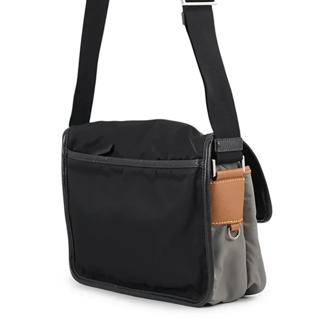 Prada Triangle Logo Shoulder Bag Black/Gray/Brown2VD769 Nylon Saffiano LeatherLeather in Black Saffiano leather from GALLERY RARE, photo 2 of 18