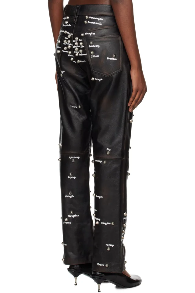 doublet Black Pressure Points Studs Leather Pants, photo 3 of 4 from SSENSE