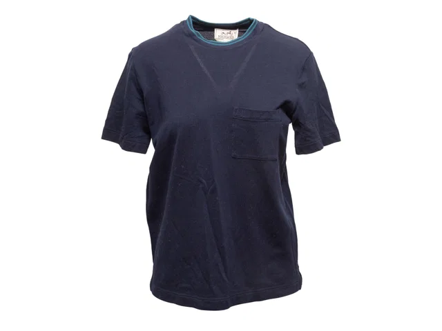 Navy Hermes Short Sleeve Pocket T-Shirt Size US S in Navy from Designer Revival