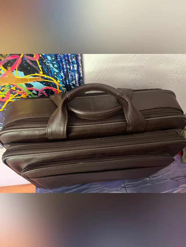 Samsonite Dark Brown Leather Briefcase With Dual Zippered Compartments in brown|red Leather from Poshmark
