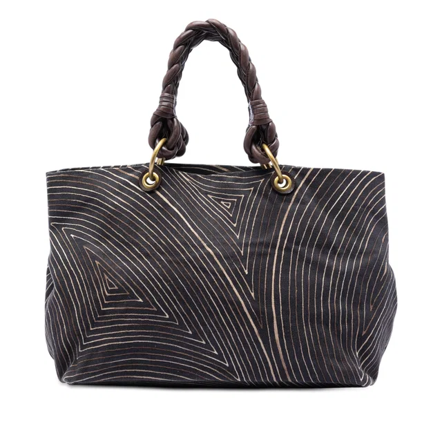Brown Bottega Veneta Printed Canvas Cabat Tote in Brown Canvas from Designer Revival