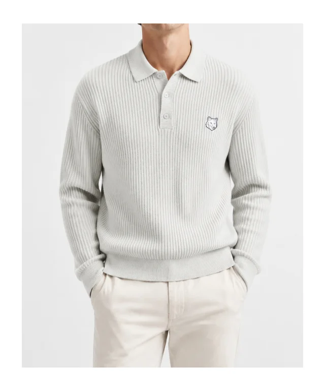 Maison Kitsune Long-sleeved knit polo shirt, photo 2 of 2 from SENSER