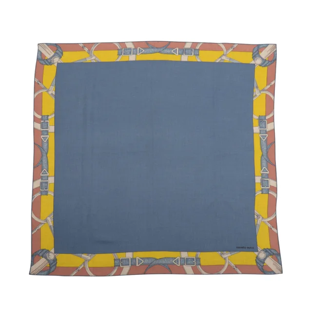 Hermès Blend Encadre Eperon d'Or Scarf in Blue Jean Cashmere from Blue Spinach