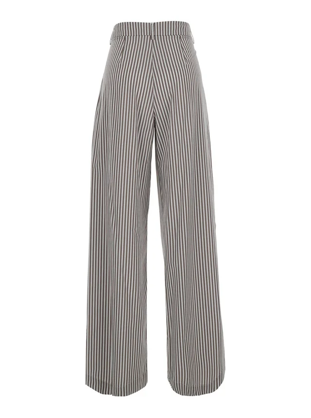 LEPLAIN Brown Pants with all-over striped motif in Fabric women in Brown, photo 4 of 6 from Gaudenzi Boutique