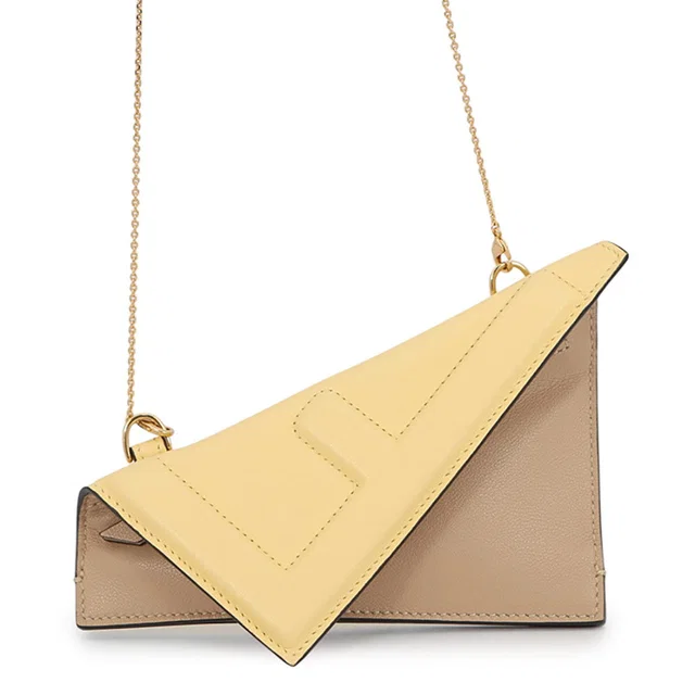 Fendi Nano Flip ChainPouch Yellow/Camel7AS285 Leather in Yellow Leather from GALLERY RARE