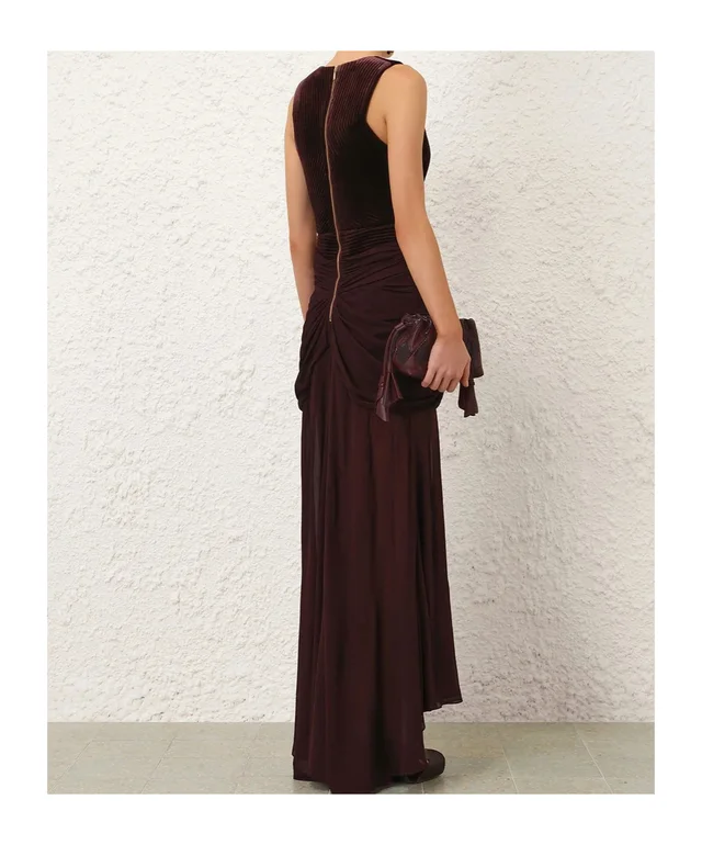 Zimmermann velvet-panelled ruched maxi dress, photo 7 of 8 from SENSER