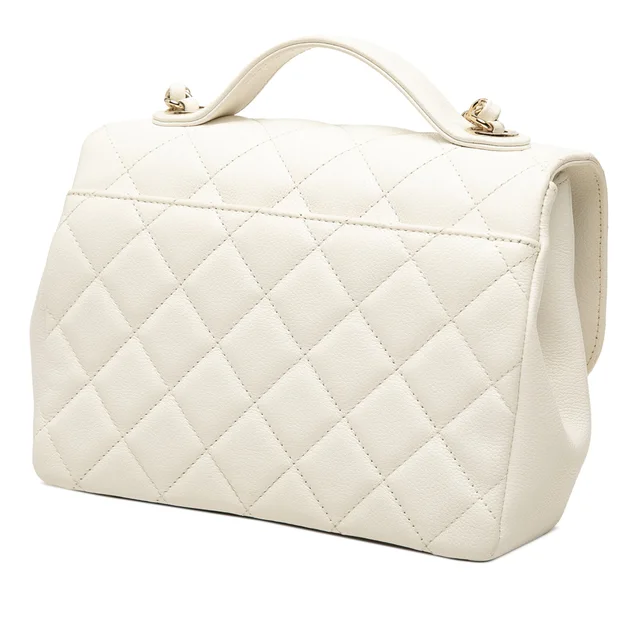 White Chanel Medium Quilted Caviar Business Affinity Top Handle Flap Satchel in White Caviar leather from Designer Revival, photo 2 of 2