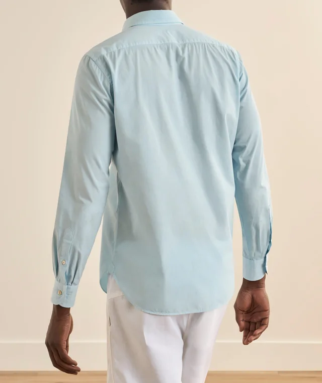 Boglioli Solid Cotton Poplin Shirt in Light Blue, photo 3 of 4 from Harry Rosen