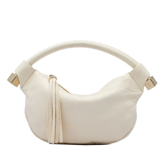 White Chanel Calfskin Tassel Dice Handbag in White Calfskin from Designer Revival