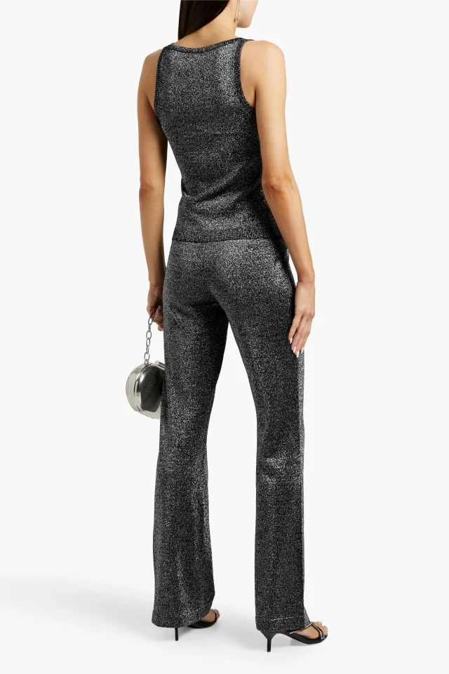 Missoni Metallic Crochet-Knit Flared Pants in Silver, photo 3 of 4 from THE OUTNET