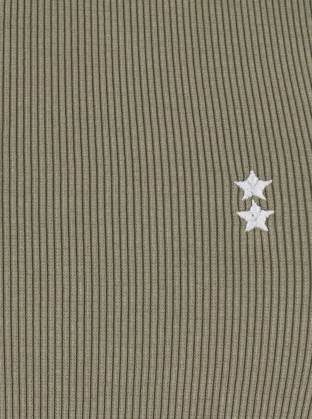 ICON DENIM Green Sleeveless Top with Round Neck and Logo Patch on the Front in Cotton for Women in Green, photo 5 of 6 from Gaudenzi Boutique