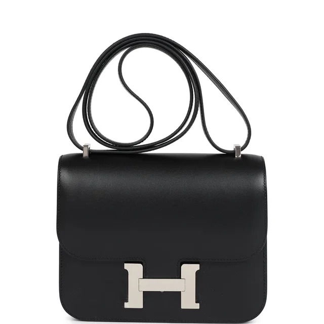 Hermès Constance 18 Black Tadelakt Palladium Hardware in Black Lambskin from Madison Avenue Couture