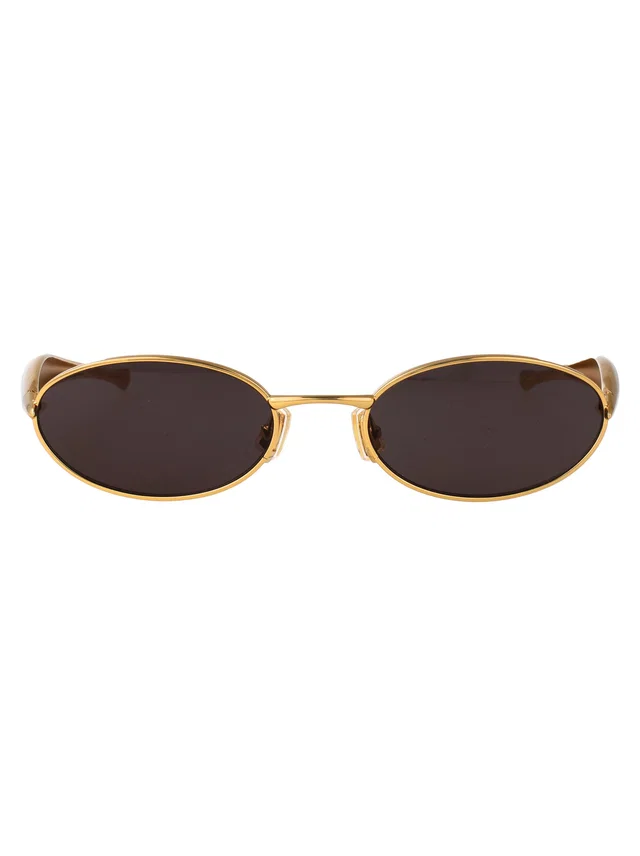 Bottega Veneta Bv1386s Metal Oval Sunglasses — Gold in Gold from HEWI