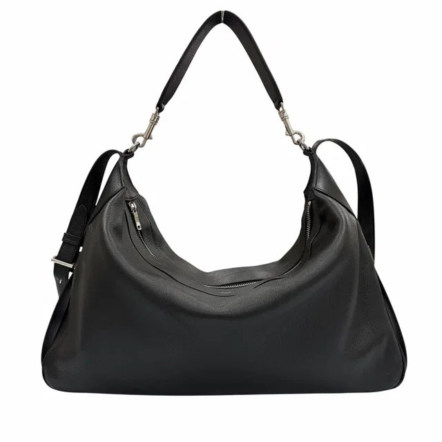 Celine Supplement Grain Calfskin Large Strap Romy 2-Way Shoulder Bag Black in Black Calfskin from The Reluxe