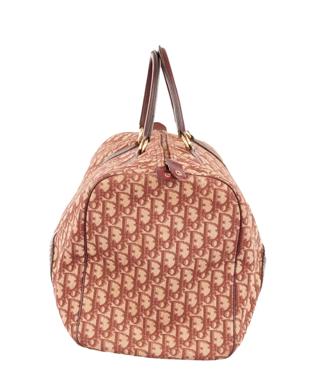Dior Burgundy and Beige Trotter Monogram Oblique Canvas Boston Bag in Beige Canvas from Luxury Promise, photo 3 of 11