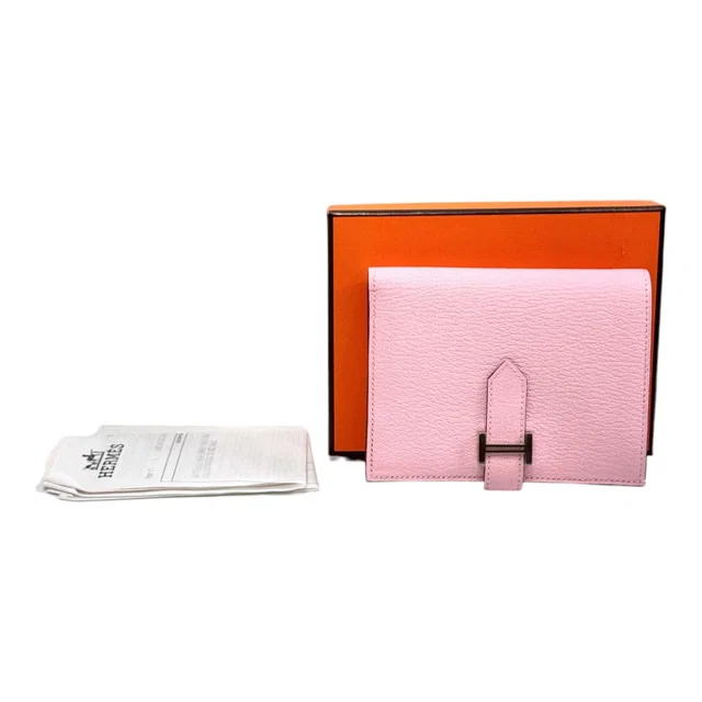 Hermès Short Wallet Bearn 3Q Rose Sakura in Pink from Luxury Promise