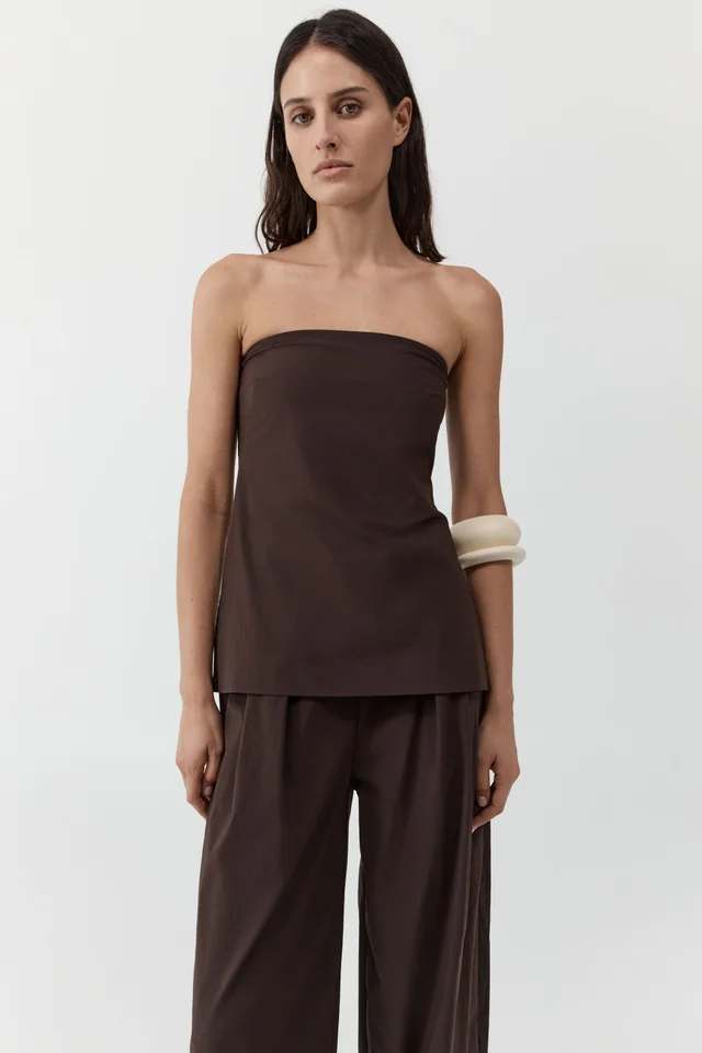 St Agni Strapless Rouleau Tie Top - Bark from St. Agni, photo 1 of 1