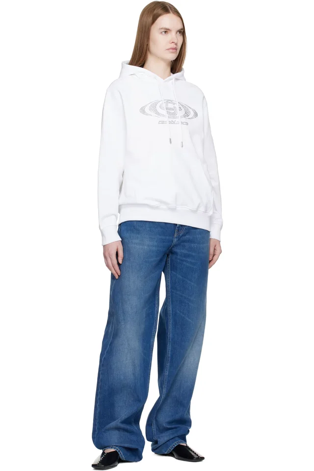 Casablanca Off-White Crystal Warped Logo Hoodie, photo 4 of 4 from SSENSE