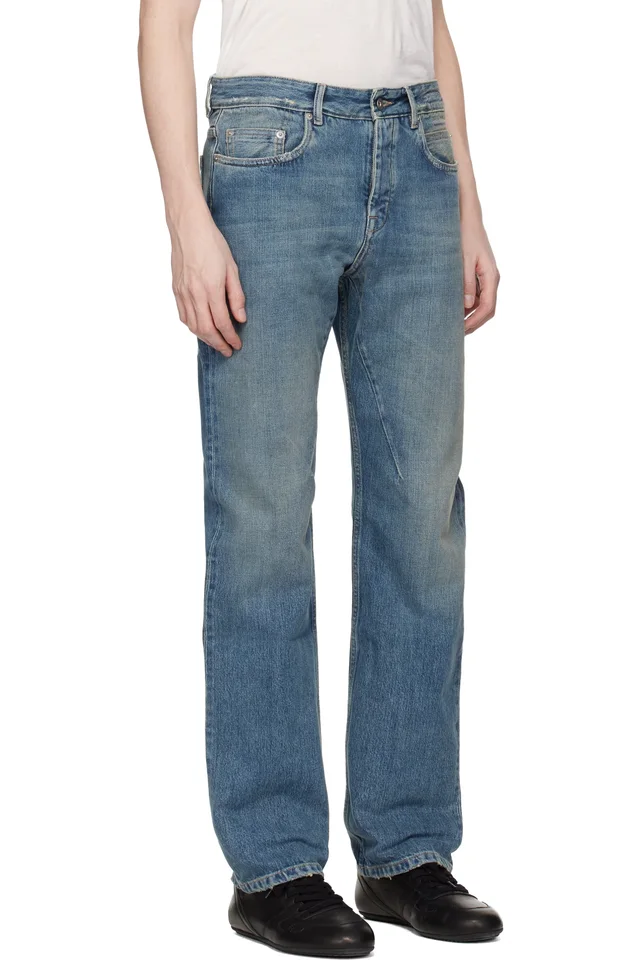 Rick Owens DRKSHDW Blue Temple Fog Cut Jeans, photo 2 of 4 from SSENSE