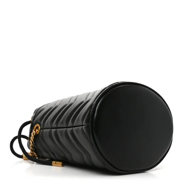 Gucci Matelasse Mini GG Marmont 2.0 Bucket Bag Black in Black Calfskin from FASHIONPHILE, photo 4 of 11