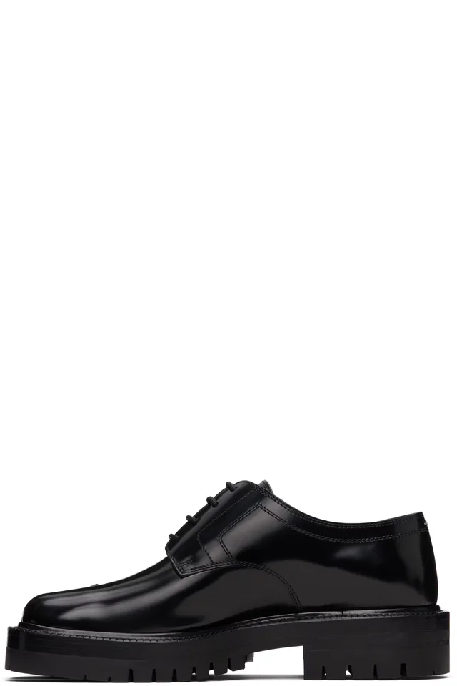 Maison Margiela Black Tabi Lace-Up Derbys, photo 3 of 5 from SSENSE