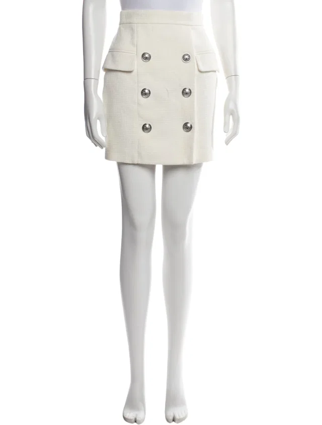Balmain Tweed Pattern Mini Skirt in white Tweed from The RealReal