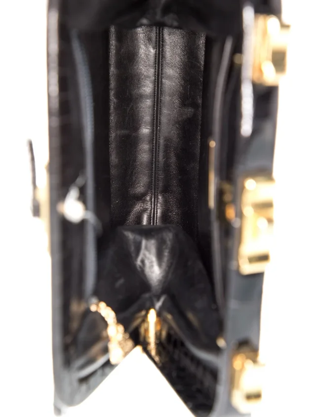 Judith Leiber Alligator Top Handle Bag in black Crocodile from The RealReal, photo 6 of 6